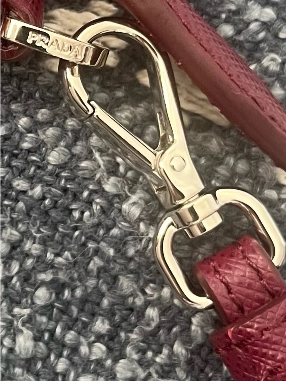 Prada Deep Burgundy Nylon Wristlet Clutch with Logo Plaque